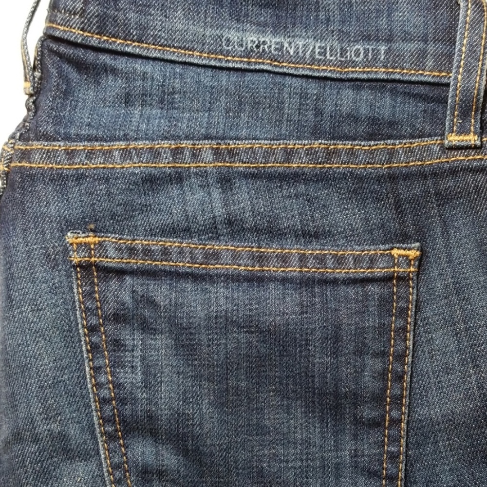 Current Elliott The Stiletto Dark Blue Distressed Jeans Size 26 - Picture 5 of 6